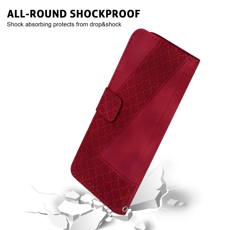 For iPhone 15 Pro Max Seven-shaped Embossed Leather Phone Case(Red) - HoMEdemic™ 