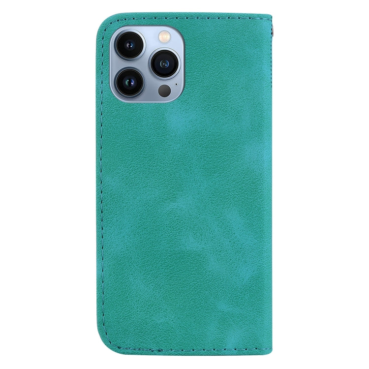 For iPhone 15 Pro Seven-shaped Embossed Leather Phone Case(Green) - HoMEdemic™ 