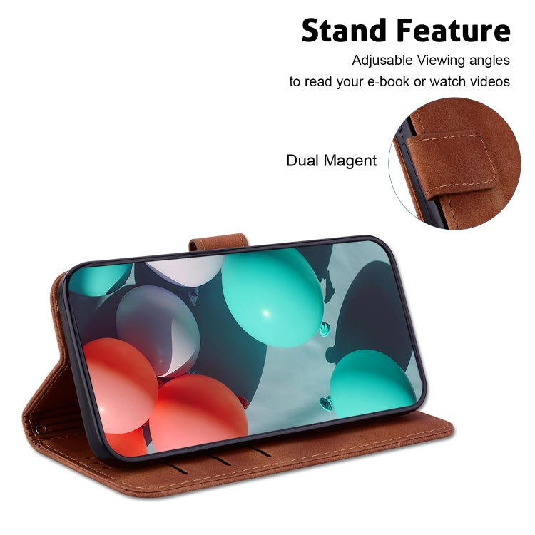 For iPhone 15 Pro Seven-shaped Embossed Leather Phone Case(Brown) - HoMEdemic™ 
