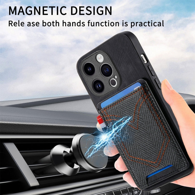 For iPhone 15 Pro Denim Texture Leather Skin Phone Case with Card Slot(Black) - HoMEdemic™ 