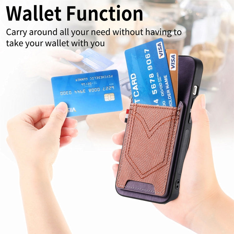 For iPhone 15 Pro Denim Texture Leather Skin Phone Case with Card Slot(Purple) - HoMEdemic™ 