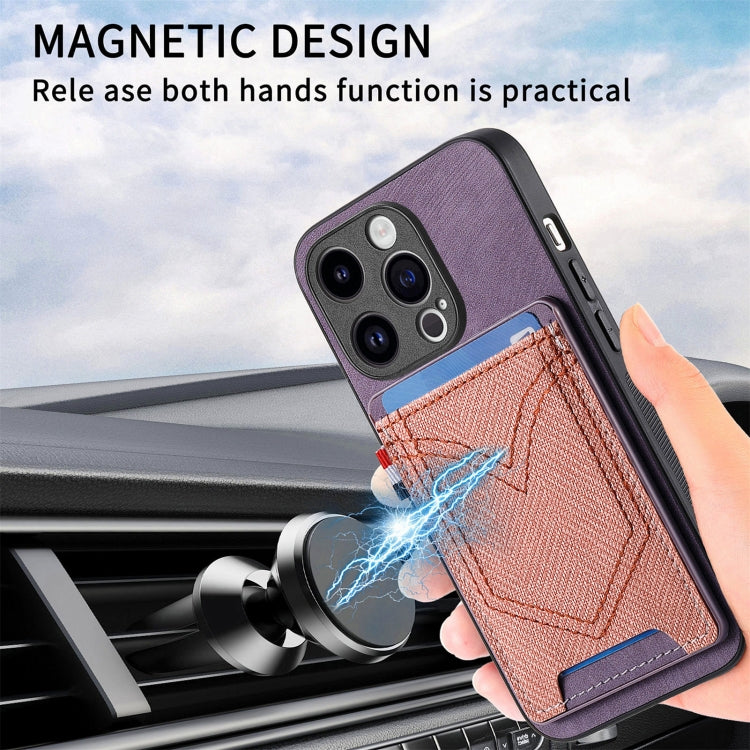 For iPhone 15 Pro Max Denim Texture Leather Skin Phone Case with Card Slot(Purple) - HoMEdemic™ 