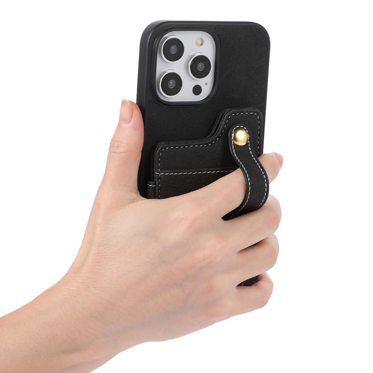 For iPhone 15 Pro ABEEL Litchi Texture Card Bag PU Phone Case(Black) - HoMEdemic™ 