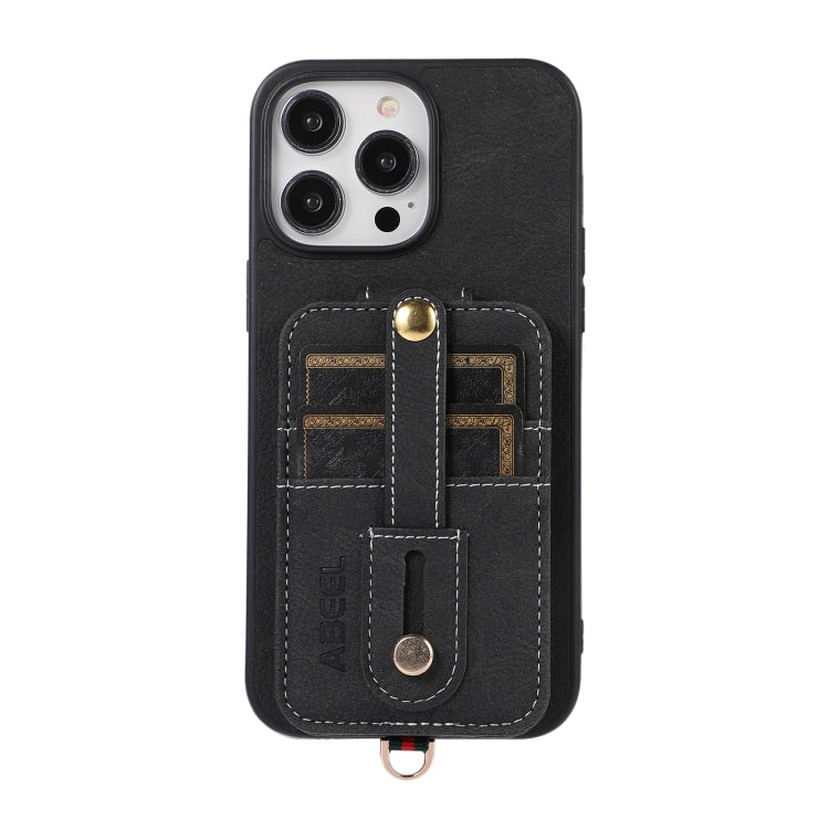 For iPhone 15 Pro ABEEL Litchi Texture Card Bag PU Phone Case(Black) - HoMEdemic™ 