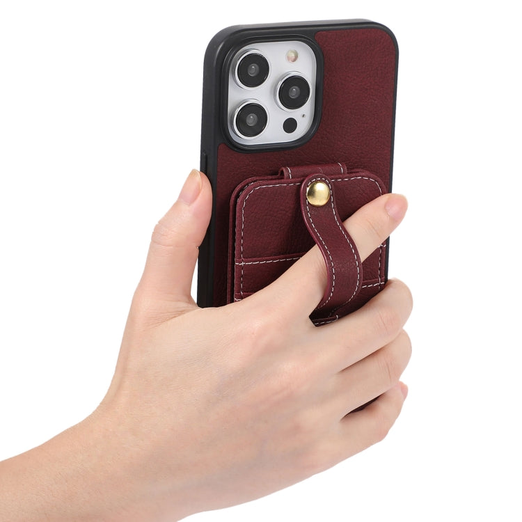 For iPhone 15 Pro ABEEL Litchi Texture Card Bag PU Phone Case(Purple) - HoMEdemic™ 