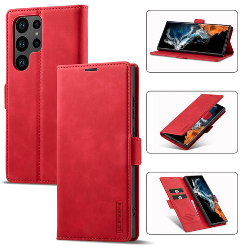 For Samsung Galaxy S24 Ultra 5G LC.IMEEKE Strong Magnetism Microfiber Leather Phone Case(Red) - HoMEdemic™ 