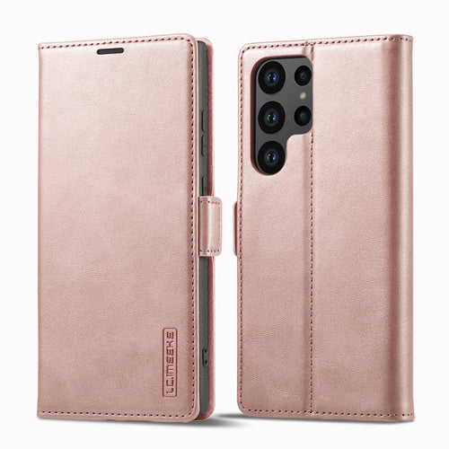 For Samsung Galaxy S24 Ultra 5G LC.IMEEKE Strong Magnetism Microfiber Leather Phone Case(Rose Gold) - HoMEdemic™ 