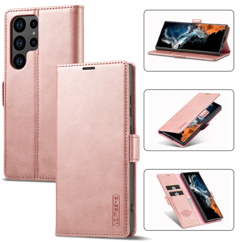 For Samsung Galaxy S24 Ultra 5G LC.IMEEKE Strong Magnetism Microfiber Leather Phone Case(Rose Gold) - HoMEdemic™ 