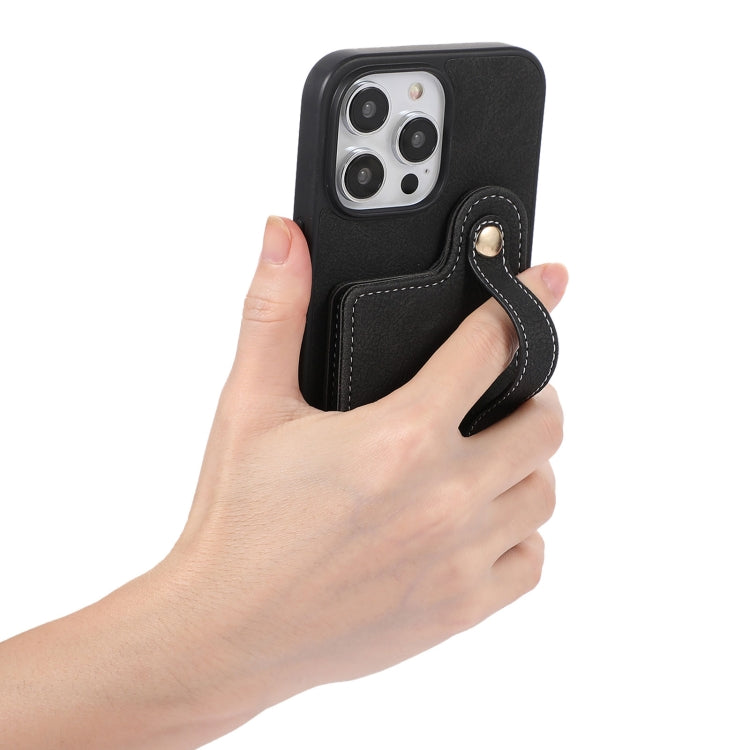 For iPhone 15 Pro ABEEL Litchi Texture Card Bag PU Phone Case(Black) - HoMEdemic™ 