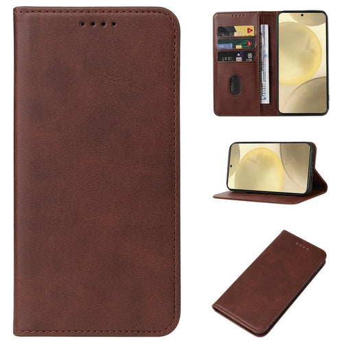 For Samsung Galaxy S24 5G Magnetic Closure Leather Phone Case(Brown) - HoMEdemic™ 