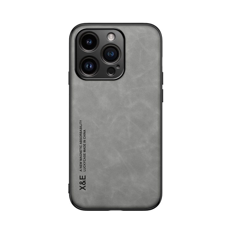 iPhone 15 Pro Skin Feel Magnetic Leather Back Phone Case(Light Grey) - HoMEdemic™ 