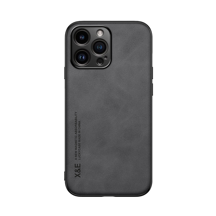 For iPhone 15 Pro Max Skin Feel Magnetic Leather Back Phone Case(Dark Grey) - HoMEdemic™ 
