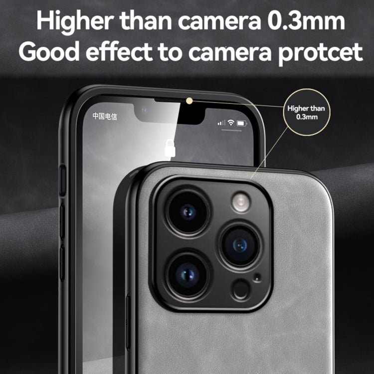 iPhone 15 Pro Skin Feel Magnetic Leather Back Phone Case(Light Grey) - HoMEdemic™ 