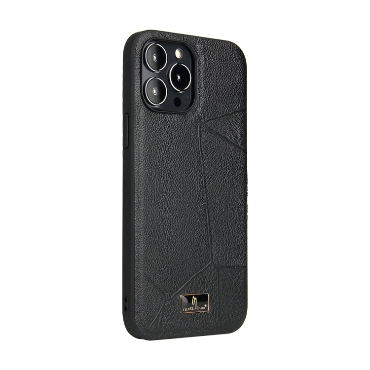 For iPhone 15 Pro Max Fierre Shann Leather Texture Phone Back Cover Case(Ox Tendon Black) - HoMEdemic™ 