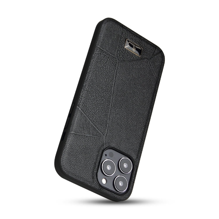 For iPhone 15 Pro Max Fierre Shann Leather Texture Phone Back Cover Case(Ox Tendon Black) - HoMEdemic™ 