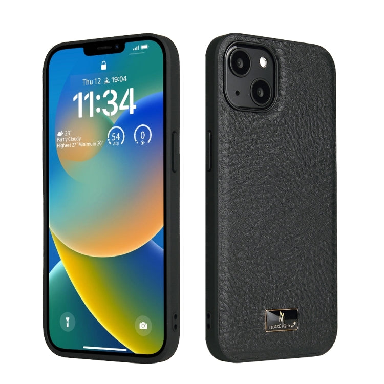 For iPhone 15 Plus Fierre Shann Leather Texture Phone Back Cover Case(Cowhide Black) - HoMEdemic™ 