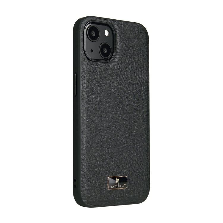 For iPhone 15 Plus Fierre Shann Leather Texture Phone Back Cover Case(Cowhide Black) - HoMEdemic™ 