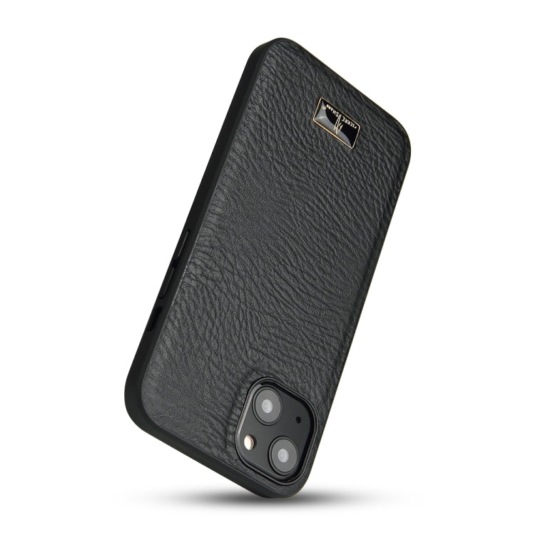 For iPhone 15 Plus Fierre Shann Leather Texture Phone Back Cover Case(Cowhide Black) - HoMEdemic™ 