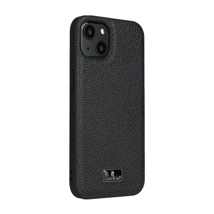 For iPhone 15 Plus Fierre Shann Leather Texture Phone Back Cover Case(Lychee Black) - HoMEdemic™ 