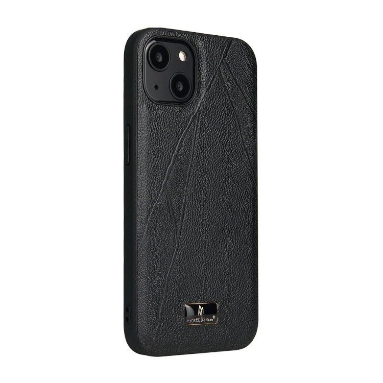 For iPhone 15 Fierre Shann Leather Texture Phone Back Cover Case(Ox Tendon Black) - HoMEdemic™ 