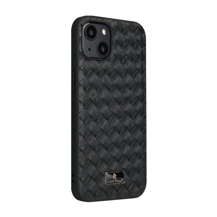 For iPhone 15 Fierre Shann Leather Texture Phone Back Cover Case(Woven Black) - HoMEdemic™ 