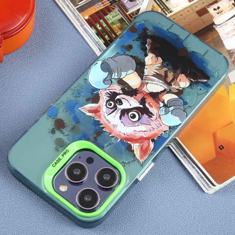 For iPhone 15 Pro Animal Pattern PC Phone Case(Raccoon) - HoMEdemic™ 