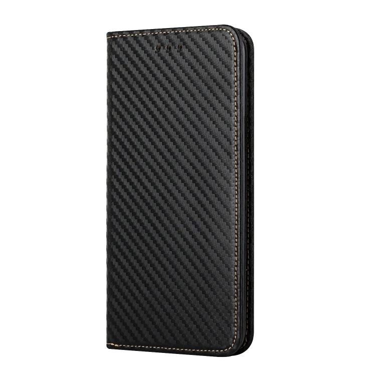 For iPhone 15 Pro Carbon Fiber Texture Flip Holder Leather Phone Case(Black) - HoMEdemic™ 