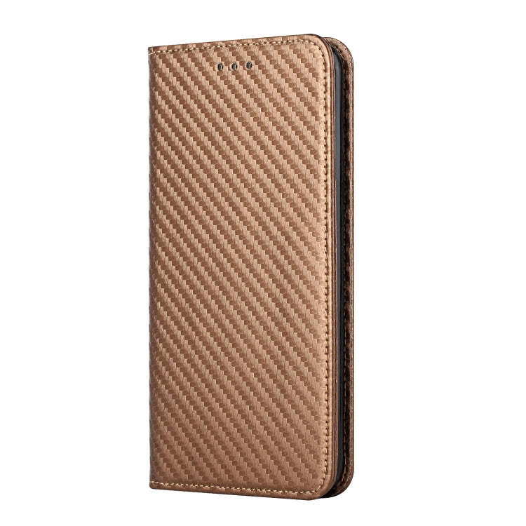 For iPhone 15 Pro Carbon Fiber Texture Flip Holder Leather Phone Case(Brown) - HoMEdemic™ 