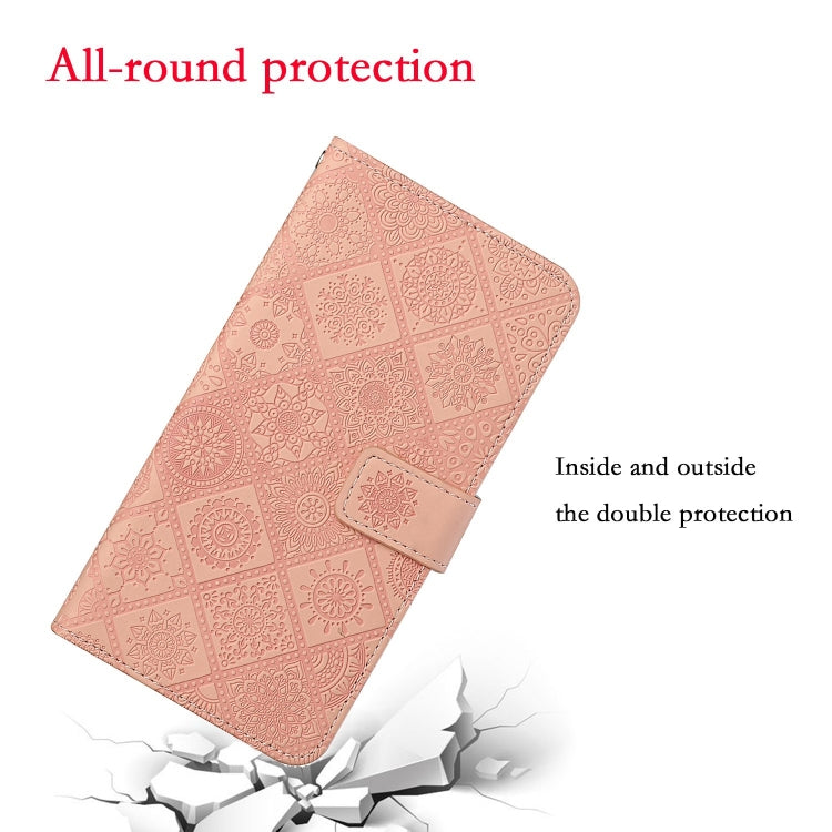 For iPhone 15 Pro Max Ethnic Style Embossed Pattern Leather Phone Case(Pink) - HoMEdemic™ 