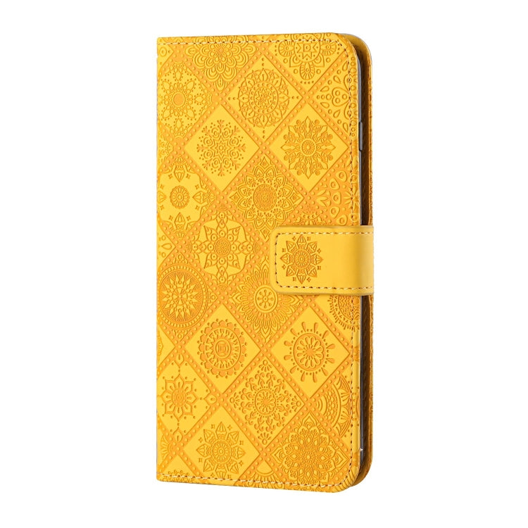For iPhone 15 Pro Max Ethnic Style Embossed Pattern Leather Phone Case(Yellow) - HoMEdemic™ 