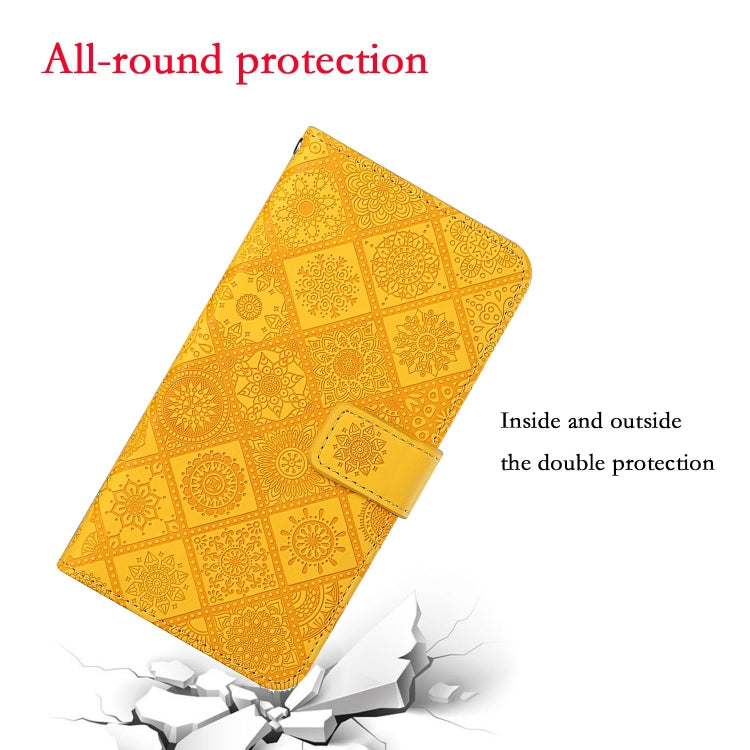For iPhone 15 Pro Max Ethnic Style Embossed Pattern Leather Phone Case(Yellow) - HoMEdemic™ 