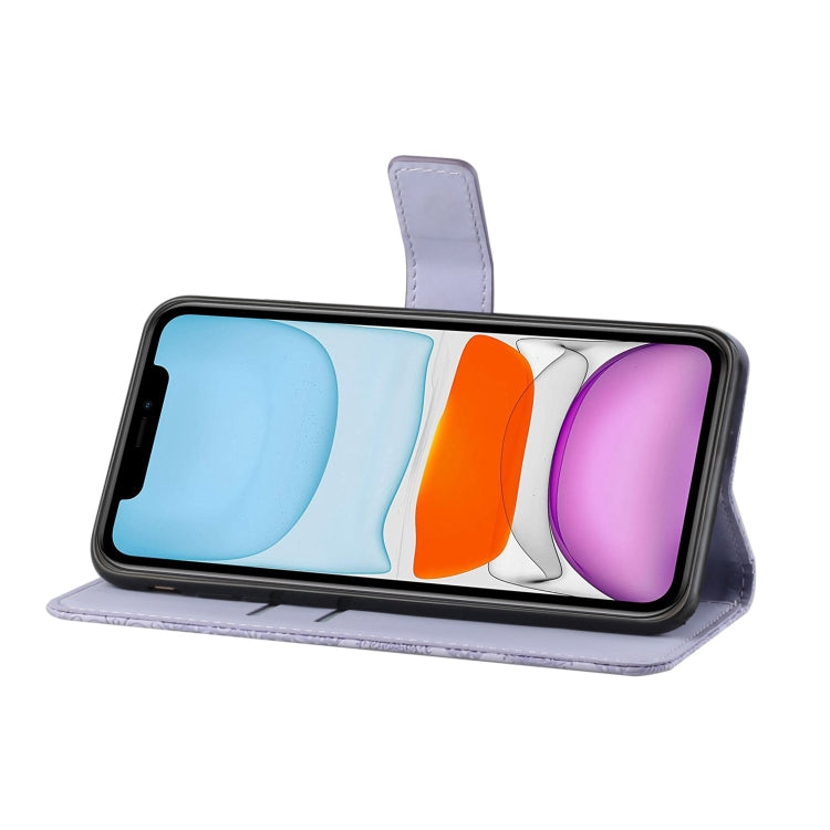 For iPhone 15 Pro Max Ethnic Style Embossed Pattern Leather Phone Case(Purple) - HoMEdemic™ 