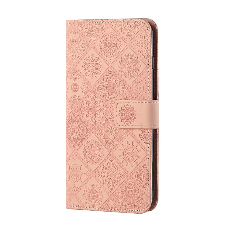 For iPhone 15 Pro Ethnic Style Embossed Pattern Leather Phone Case(Pink) - HoMEdemic™ 