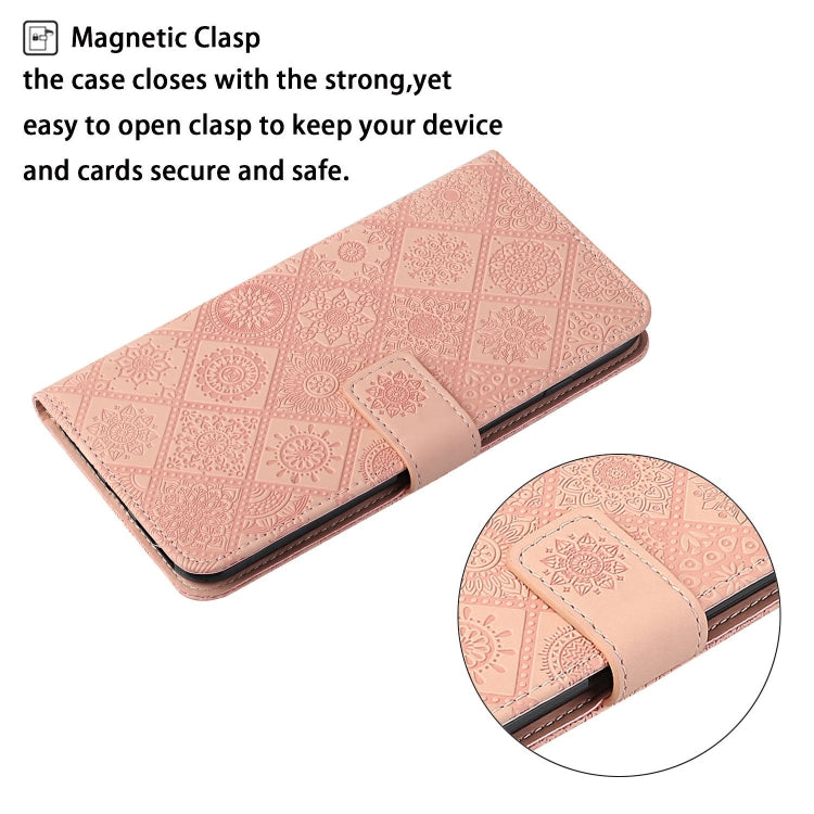 For iPhone 15 Pro Ethnic Style Embossed Pattern Leather Phone Case(Pink) - HoMEdemic™ 