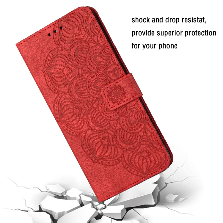 For iPhone 15 Pro Max Mandala Embossed Flip Leather Phone Case(Red) - HoMEdemic™ 