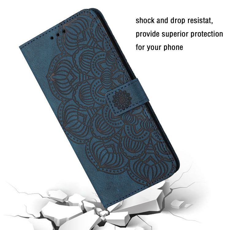 For iPhone 15 Pro Max Mandala Embossed Flip Leather Phone Case(Blue) - HoMEdemic™ 