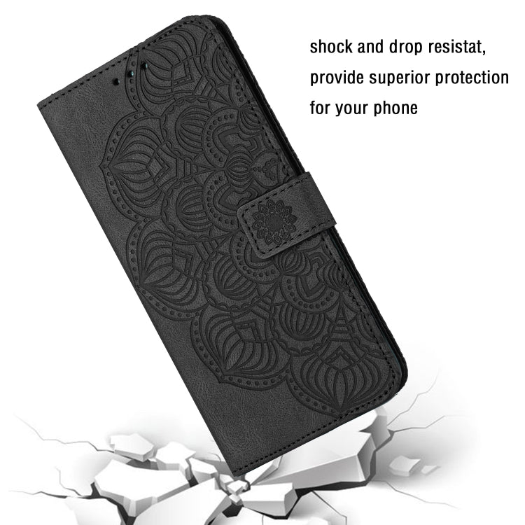 For iPhone 15 Pro Mandala Embossed Flip Leather Phone Case(Black) - HoMEdemic™ 