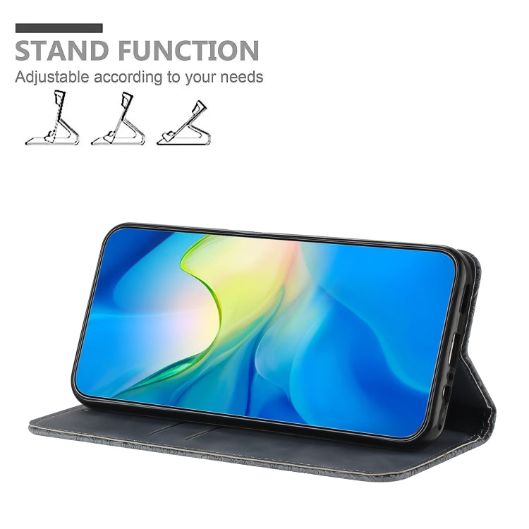 For iPhone 15 Pro Max Ethnic Embossed Adsorption Leather Phone Case(Grey) - HoMEdemic™ 