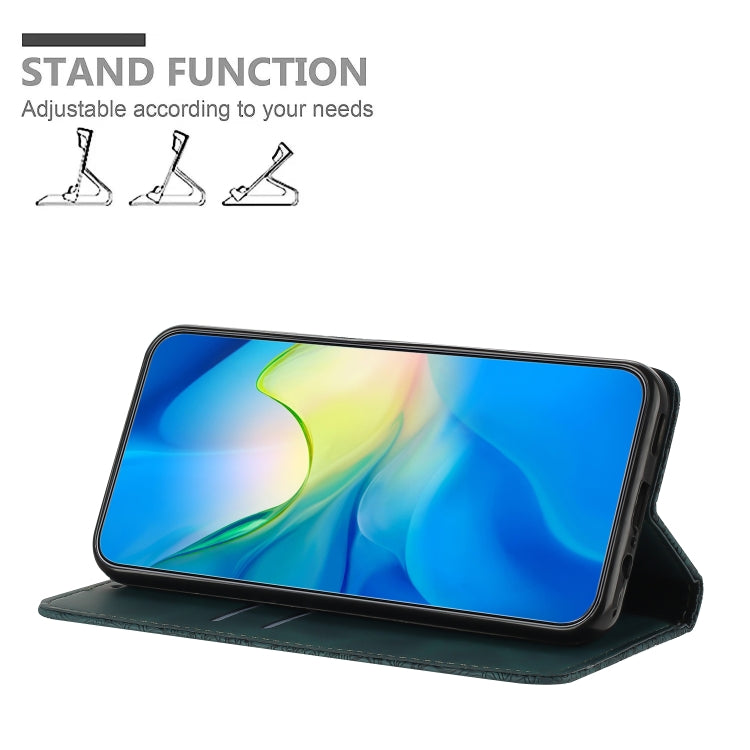 For iPhone 15 Pro Ethnic Embossed Adsorption Leather Phone Case(Blue) - HoMEdemic™ 