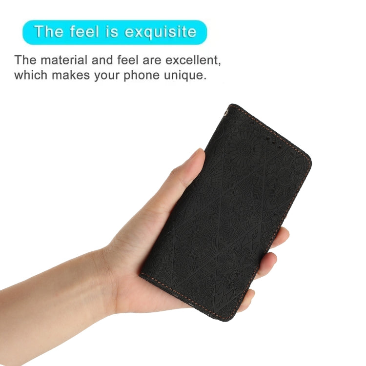 For iPhone 15 Pro Ethnic Embossed Adsorption Leather Phone Case(Black) - HoMEdemic™ 