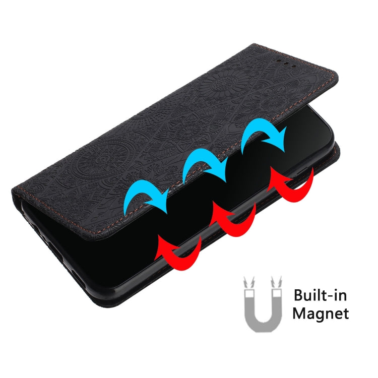 For iPhone 15 Pro Ethnic Embossed Adsorption Leather Phone Case(Black) - HoMEdemic™ 