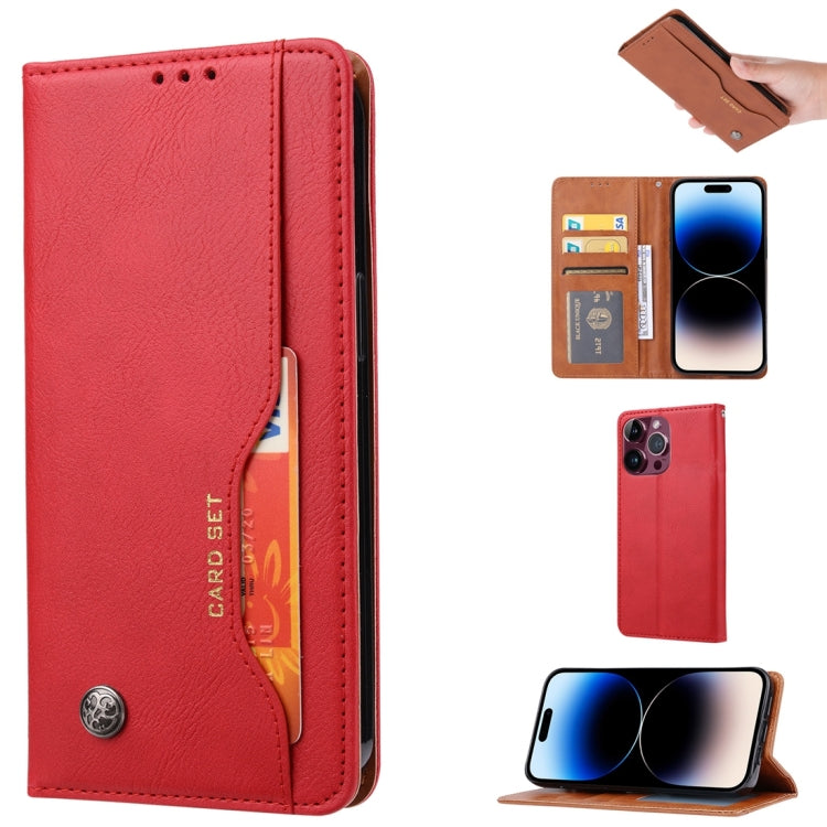 For iPhone 15 Pro Max Knead Skin Texture Flip Leather Phone Case(Red) - HoMEdemic™ 