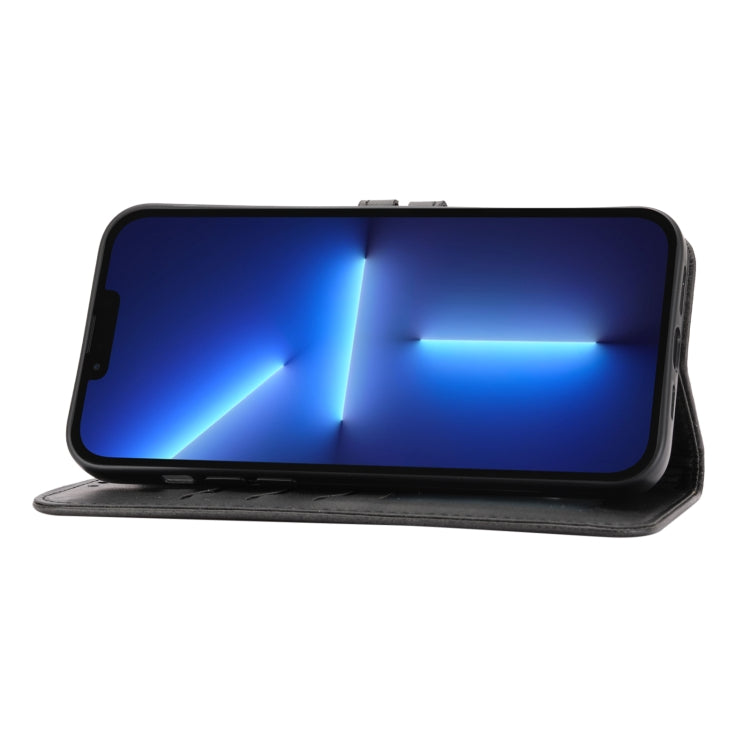 For iPhone 15 Pro Max Embossed Happy Cat Pattern Flip Leather Phone Case(Black) - HoMEdemic™ 