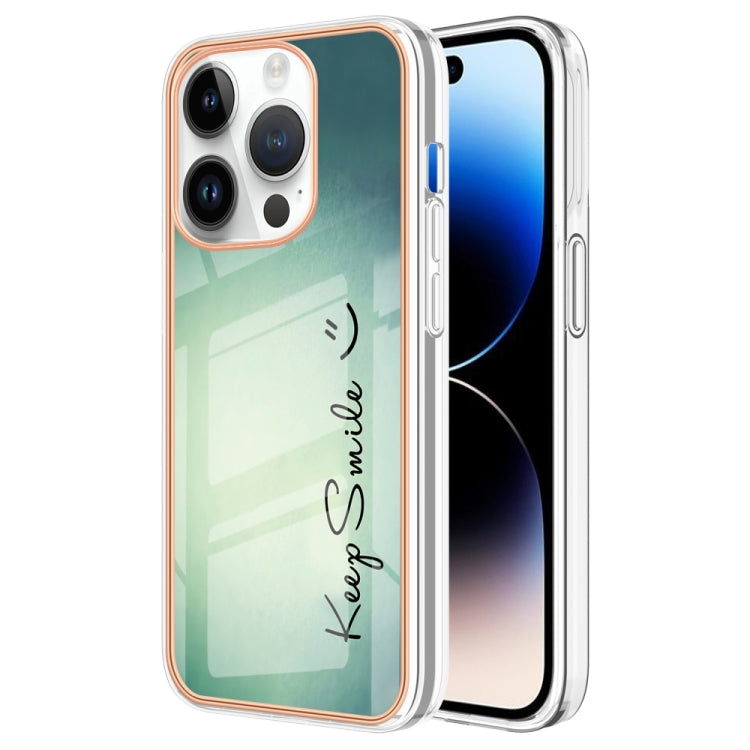 For iPhone 15 Pro Electroplating Marble Dual-side IMD Phone Case(Smile) - HoMEdemic™ 