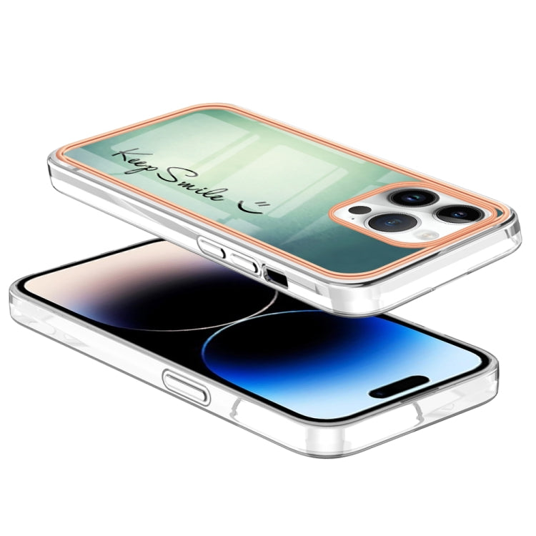 For iPhone 15 Pro Electroplating Marble Dual-side IMD Phone Case(Smile) - HoMEdemic™ 