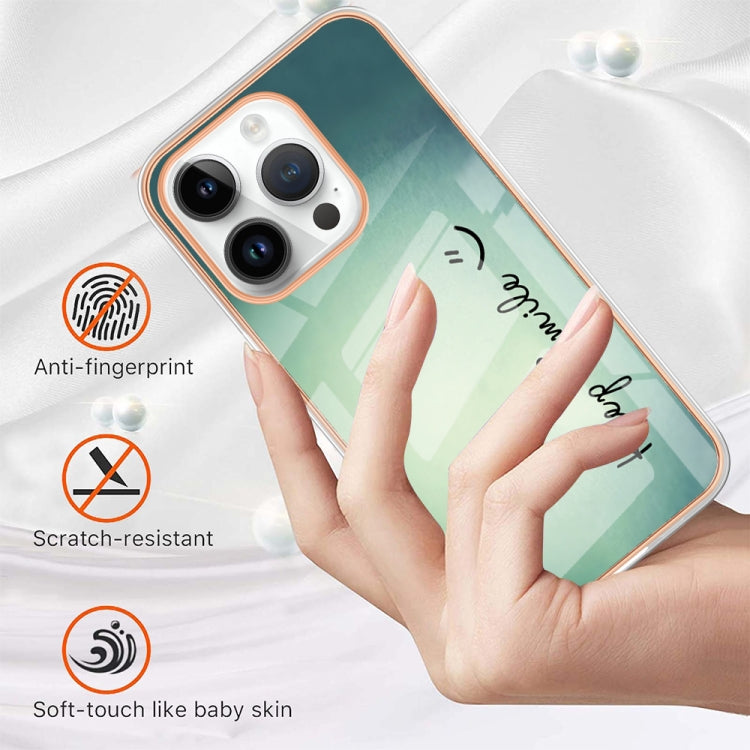 For iPhone 15 Pro Electroplating Marble Dual-side IMD Phone Case(Smile) - HoMEdemic™ 