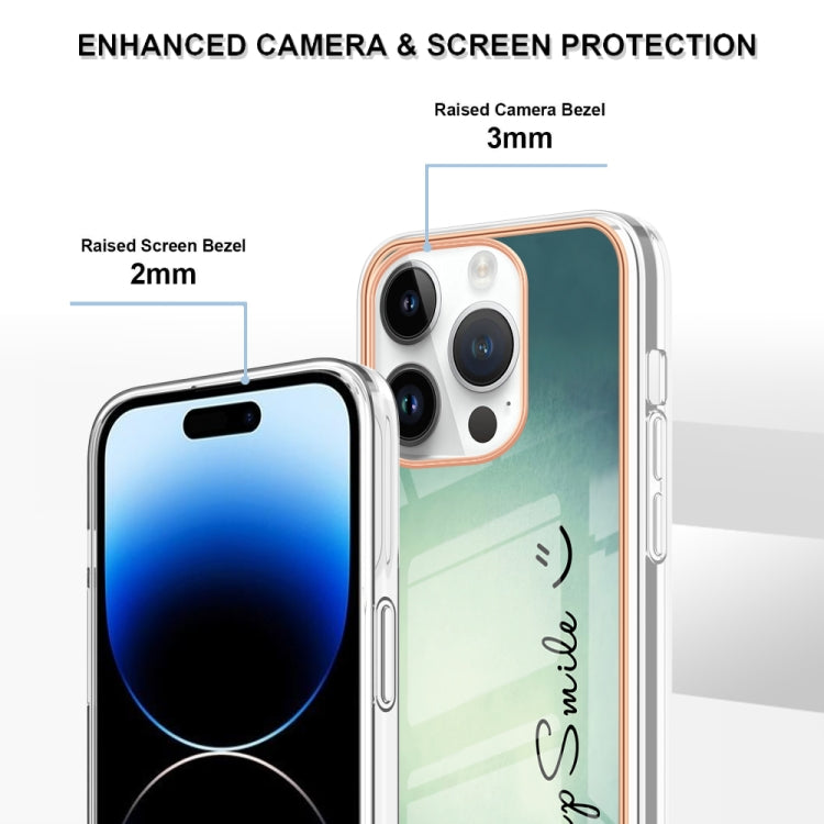 For iPhone 15 Pro Electroplating Marble Dual-side IMD Phone Case(Smile) - HoMEdemic™ 