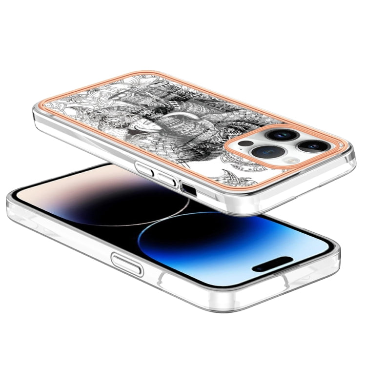 For iPhone 15 Pro Electroplating Marble Dual-side IMD Phone Case(Totem Elephant) - HoMEdemic™ 