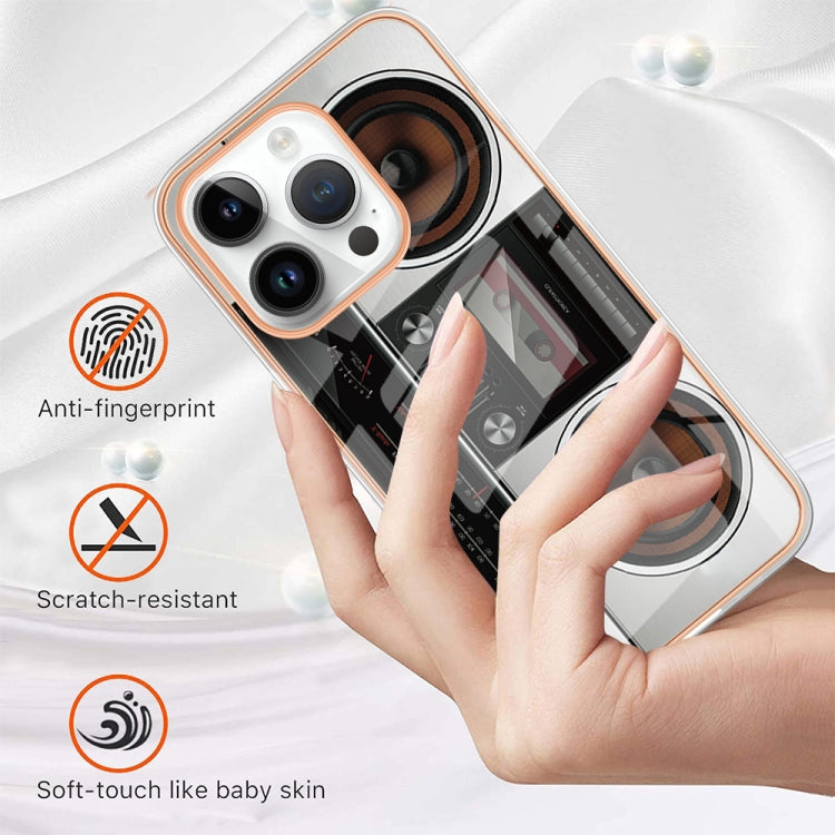 For iPhone 15 Pro Electroplating Marble Dual-side IMD Phone Case(Retro Radio) - HoMEdemic™ 