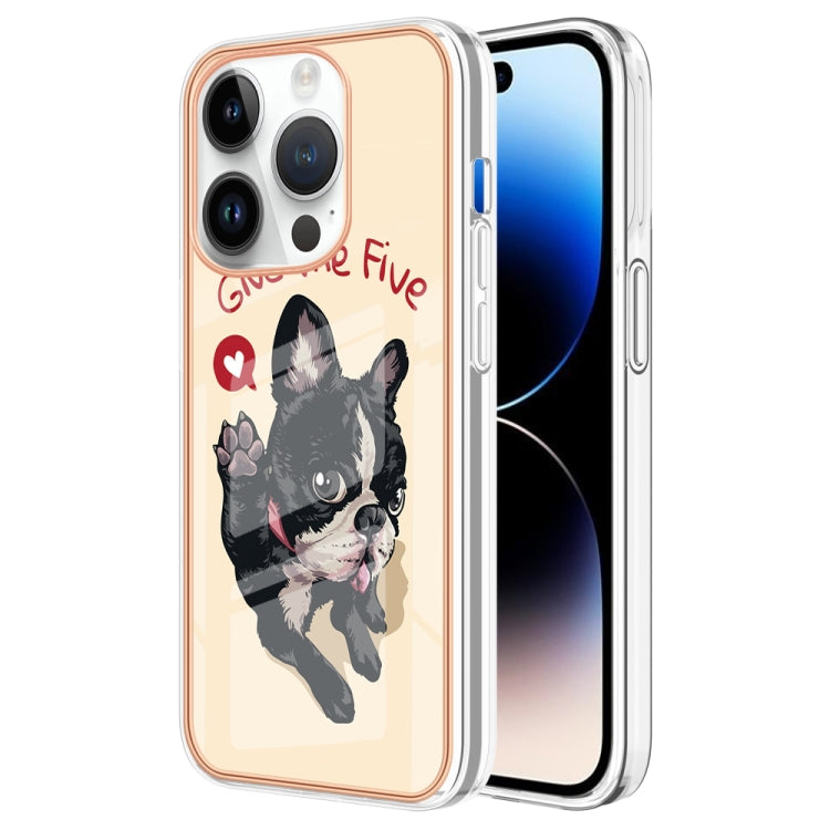 For iPhone 15 Pro Electroplating Marble Dual-side IMD Phone Case(Lucky Dog) - HoMEdemic™ 